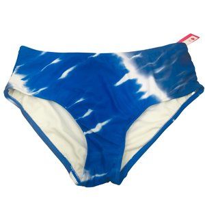 Xhilaration Women's Size 16W/18W High Waist Bikini Swim Bottom Blue Tie Dye New